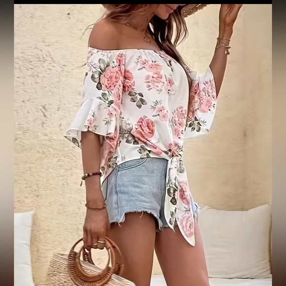 Beautiful, vintage, floral, print blouse size X large - Picture 2 of 13